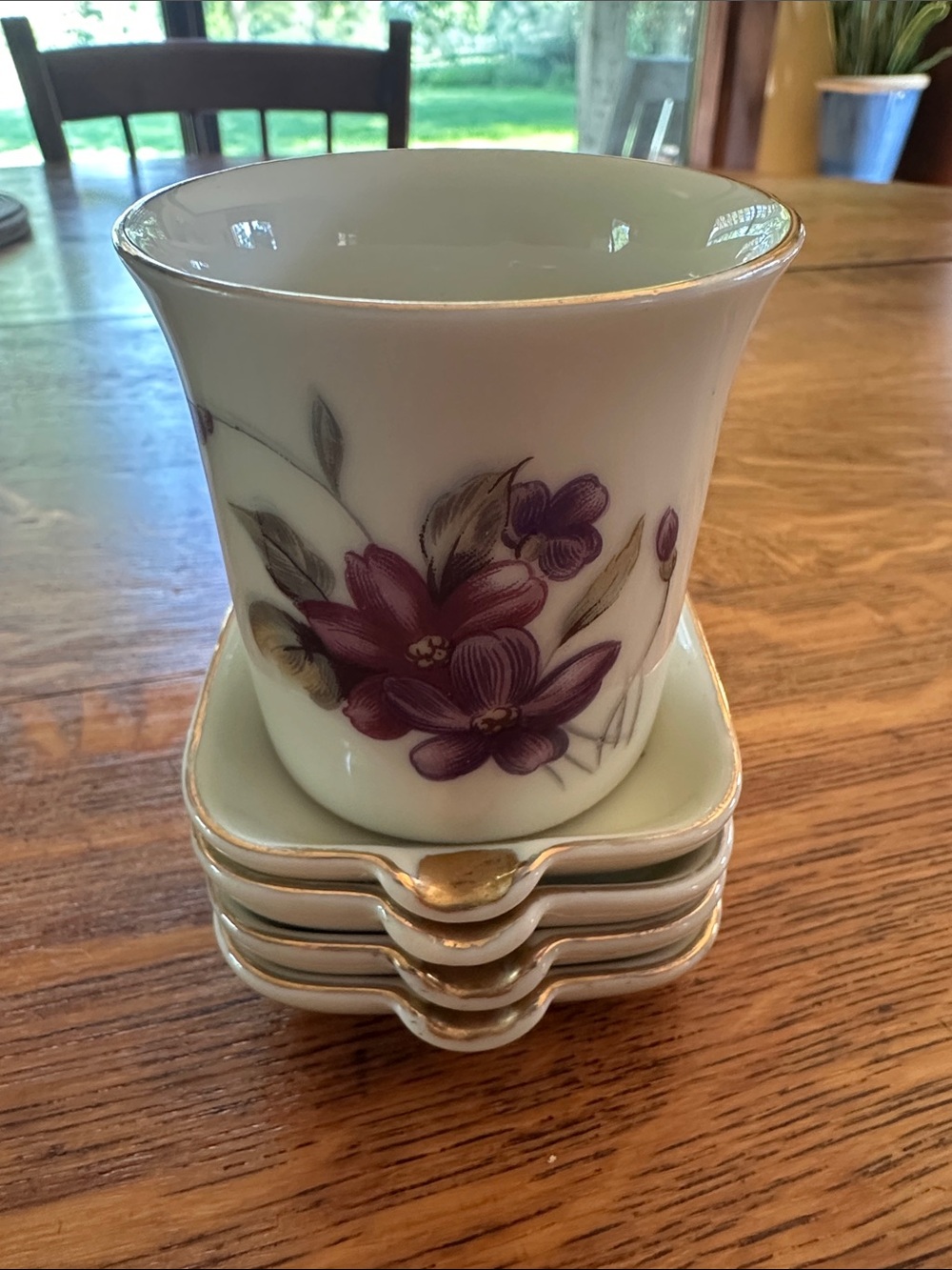 Royal Sealy China porcelain cup and ashtrays-